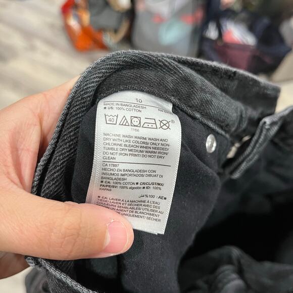 Old Navy High-Waisted Slouchy Straight Cropped Distressed Jeans 10 Zelda Black - Picture 4 of 8